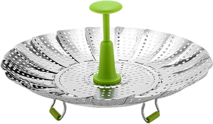 Stoommand Opvouwbaar Kookmand RVS Gezond Koken Intrekbare Handgreep 28 cm Zilverkleurig