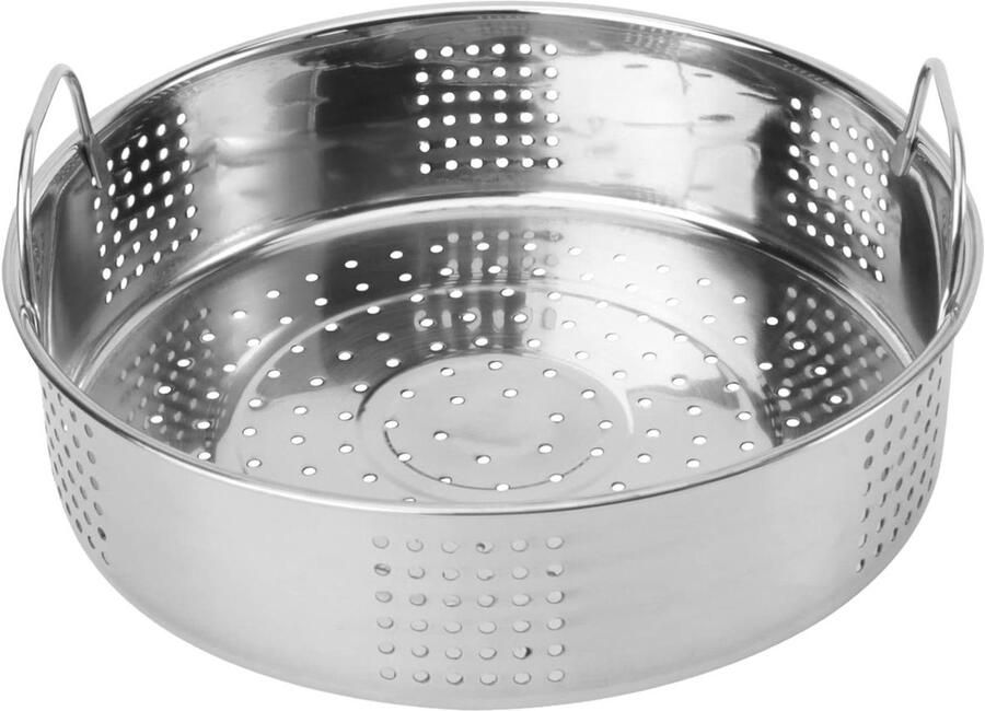 Stoommand Roestvrij Staal Kookmand Stoompan Gestoomd Eten Bereiden Dubbele Handgrepen Ventilatie 23 cm Diameter Zilver