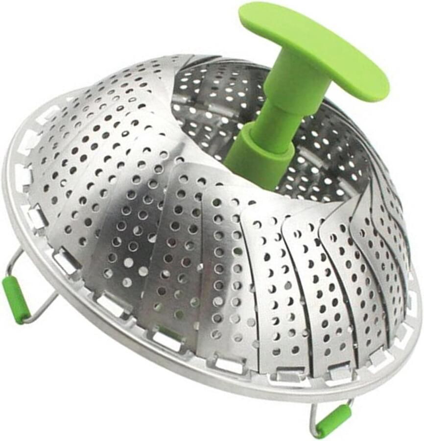 Stoommand Roestvrij Staal Opvouwbare Groentehouder Gezond Koken Verstelbare Diameter 22.5 cm Zilver