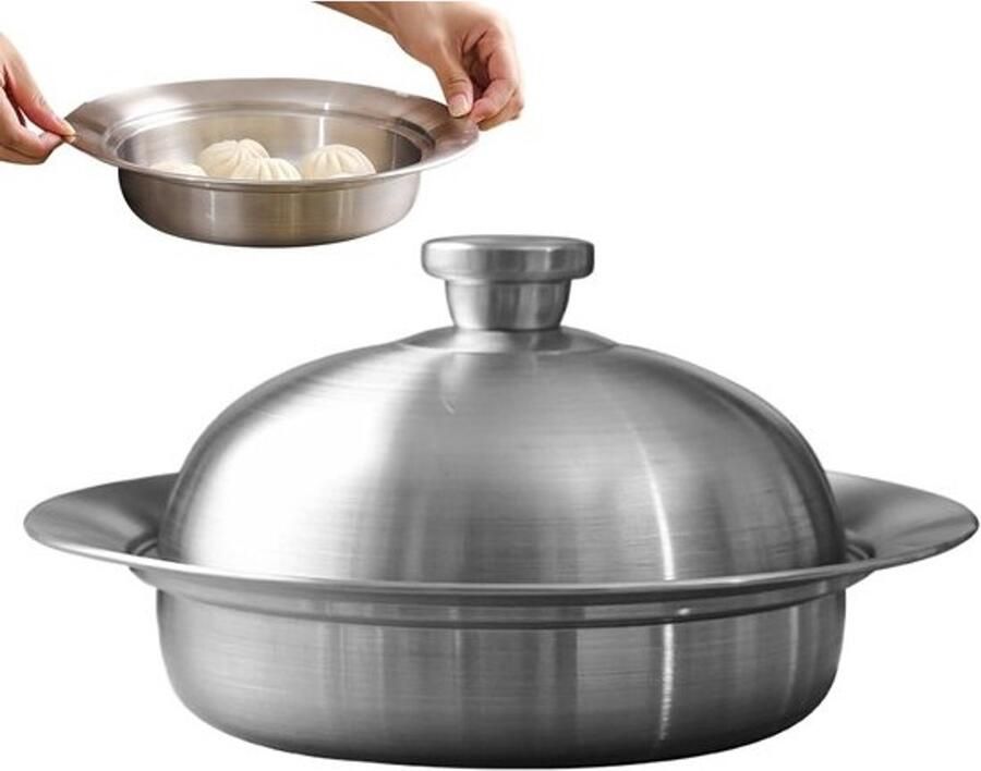 Stoominzet Roestvrijstaal Stoommand Pastaszeef Gezond Koken Gelijkmatige Warmte 28 Centimeter Zilver