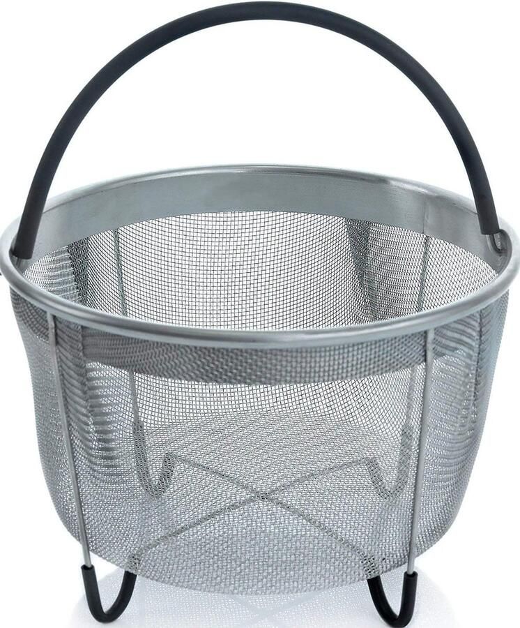 Stoommand RVS Groentestomer Mandje Gezond Koken Met Handvat 6 Liter Zwart