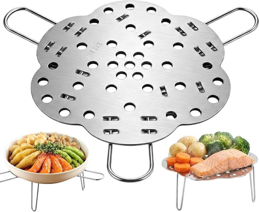 Stoommand RVS Inzet Pan Gezond Koken Inklapbaar Ontwerp 15.6-24.2 cm Zilverkleurig