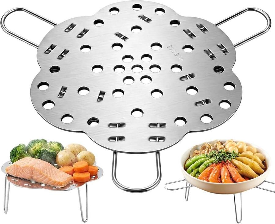Stoommand RVS Inzet Pan Gezond Koken Inklapbaar Ontwerp Verstelbaar Zilverkleurig