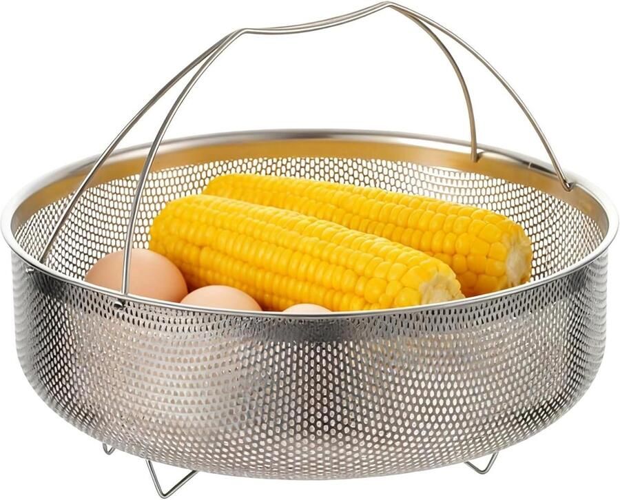 Stoommand RVS Kookaccessoire Handvat Gezond Koken Efficiënte Afwatering 21-24.6 cm Zilverkleurig