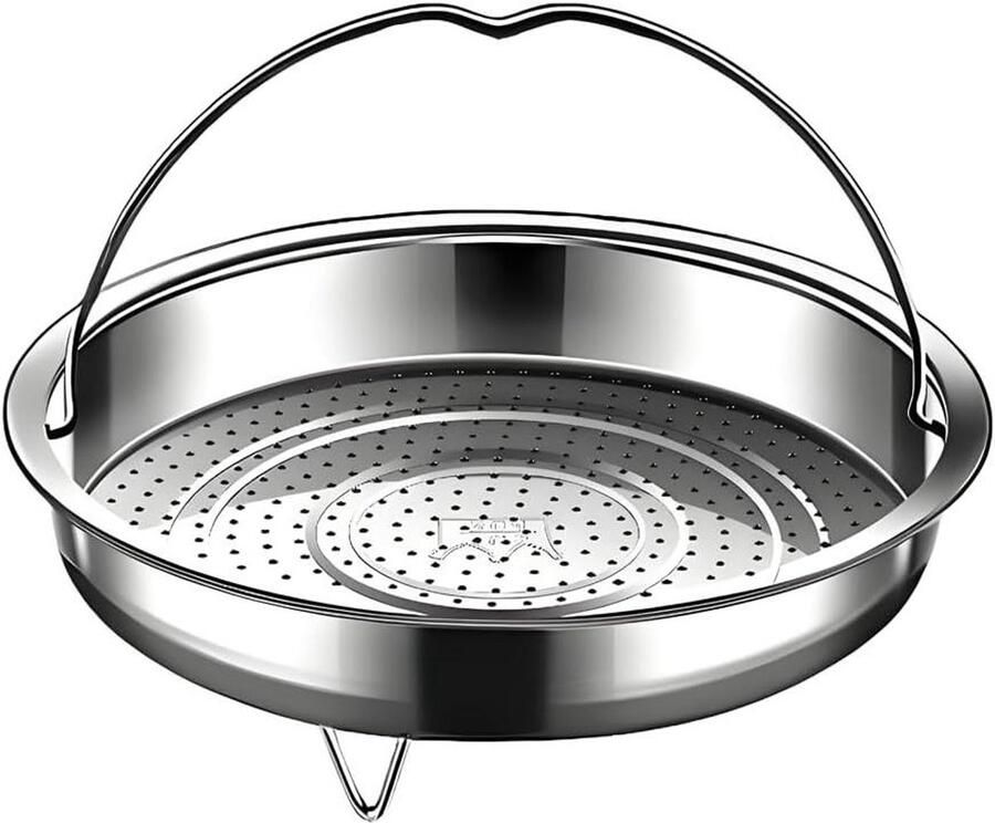 Stoommand RVS Universeel Inzetstuk Gezond Koken Met Handvatten en Voetjes 24 cm Zilverkleurig