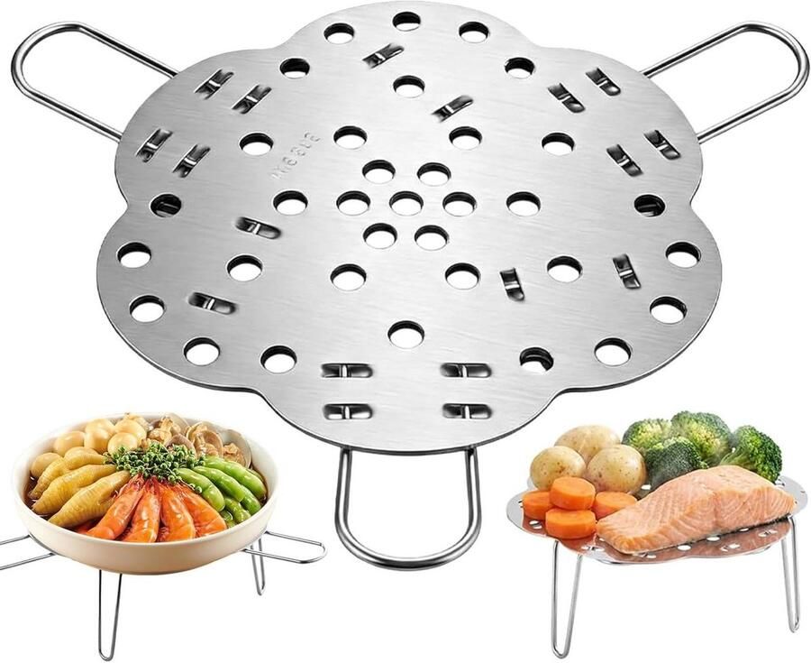 Stoommand RVS Kookmand Opvouwbaar Gezond Koken Uitschuifbaar Ontwerp 24 cm Zilverkleurig