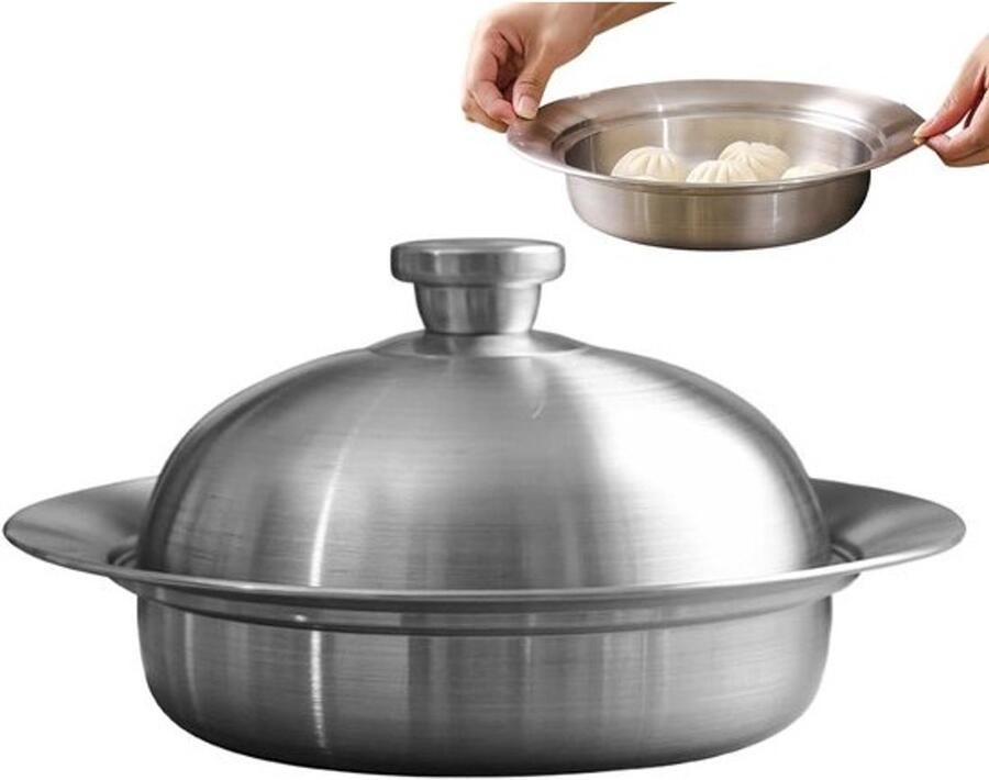 Stoommand RVS Kookmand Stoom Gezond Koken Gelijkmatige Warmte 28 cm Zilver