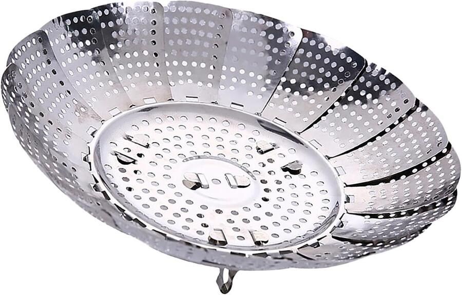 Stoommand RVS Opvouwbare stomer Gezond koken Afvoergaten Kleine maat Zilver