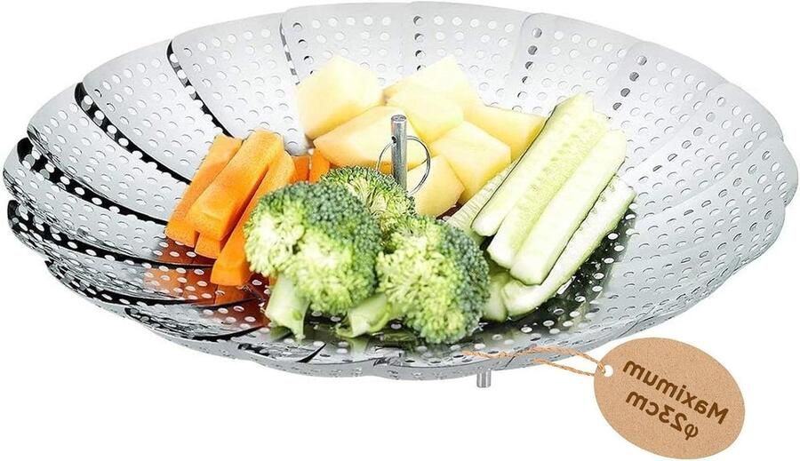 Stoommand RVS Stoominzet Gezond Koken Verstelbaar 13.8-23 cm Zilverkleurig