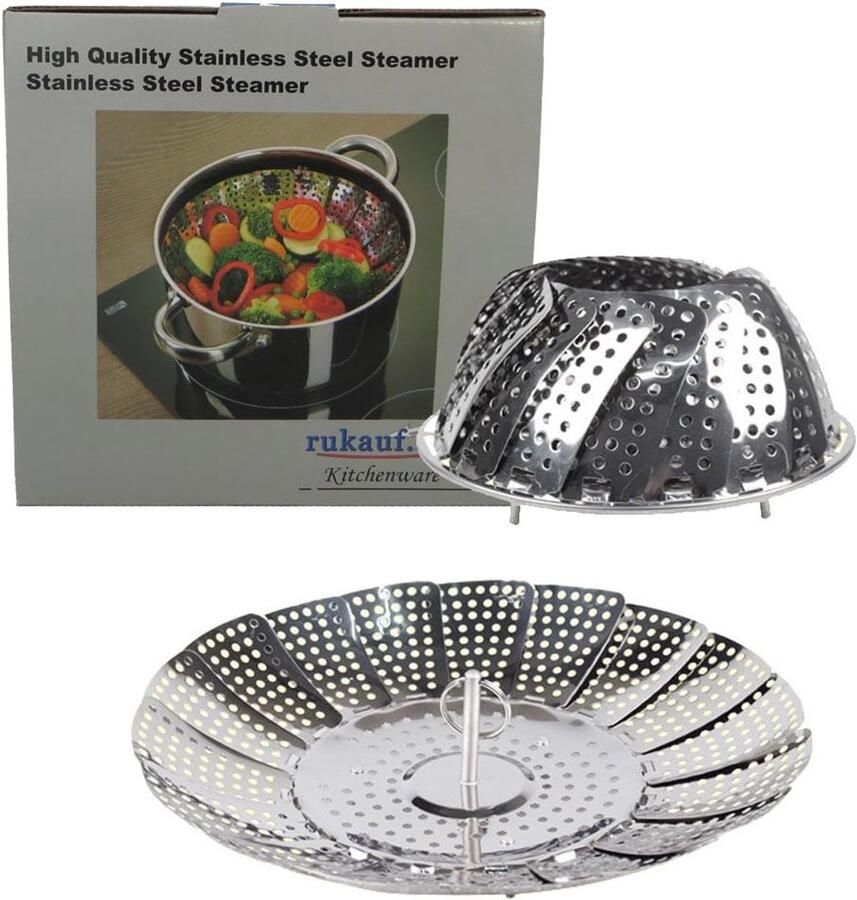 Stoommand RVS Stoominzet Groenten Gezond Koken Verstelbaar 17-27cm 310 g Zilverkleurig