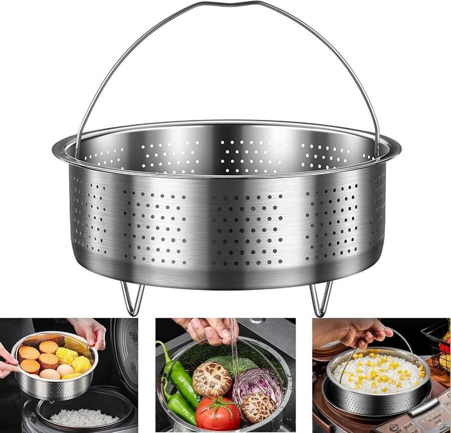 Stoommand RVS Stoominzet Pan Gezond Koken Hoge Basis 16.5 cm Zilver