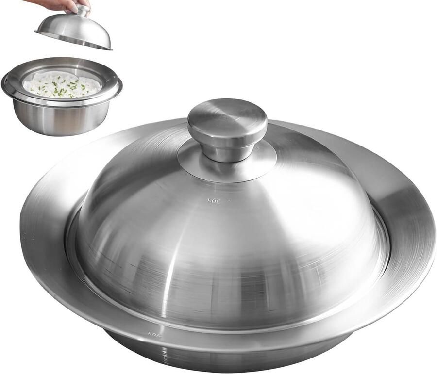 Stoommand RVS Stoompan Keuken Gezond Koken Gelijkmatige Warmte 28 cm Diameter Zilver
