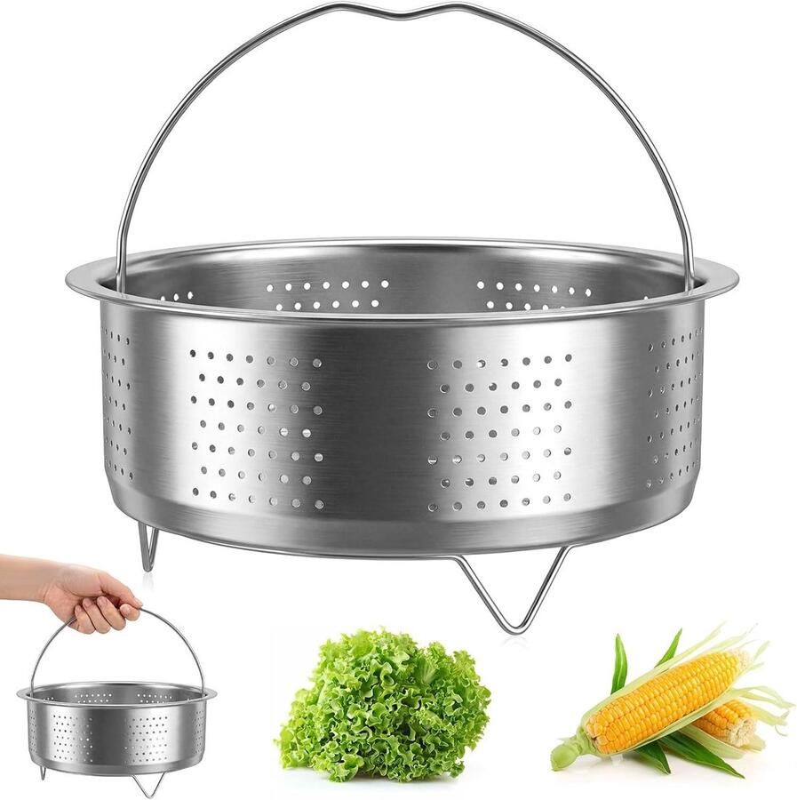 Stoommand RVS Zeefmand Pan Gezond Koken Voedselveilig Materiaal 17.5 cm Zilverkleurig