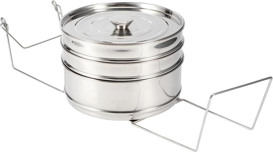 Stoommand Set 3-laags Stomer Gezond Koken Vaatwasserbestendig 19 cm Diameter Zilver