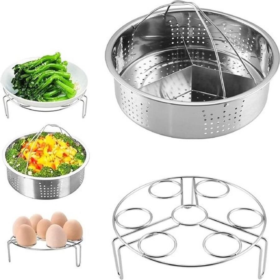 Stoommand Set Keuken Accessoires Gezond Koken Roestvrij Staal 3 Delig Zilver