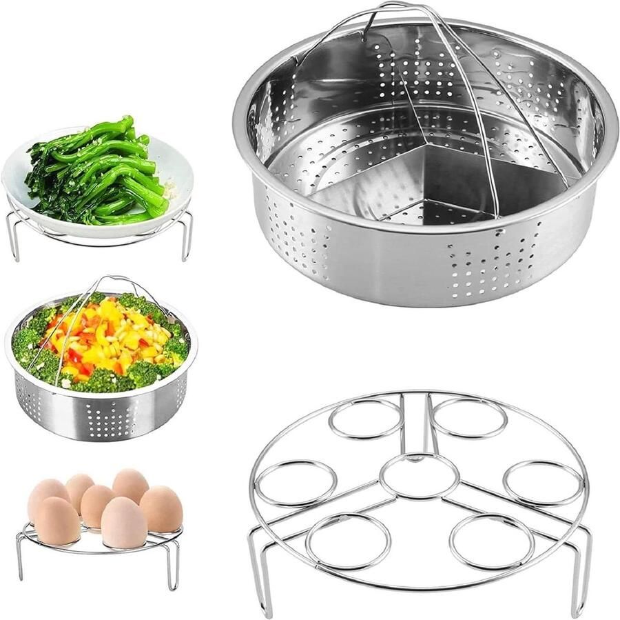 Stoommand Set Keuken Accessoires Gezond Koken Roestvrij Staal 3 Delig Zilver