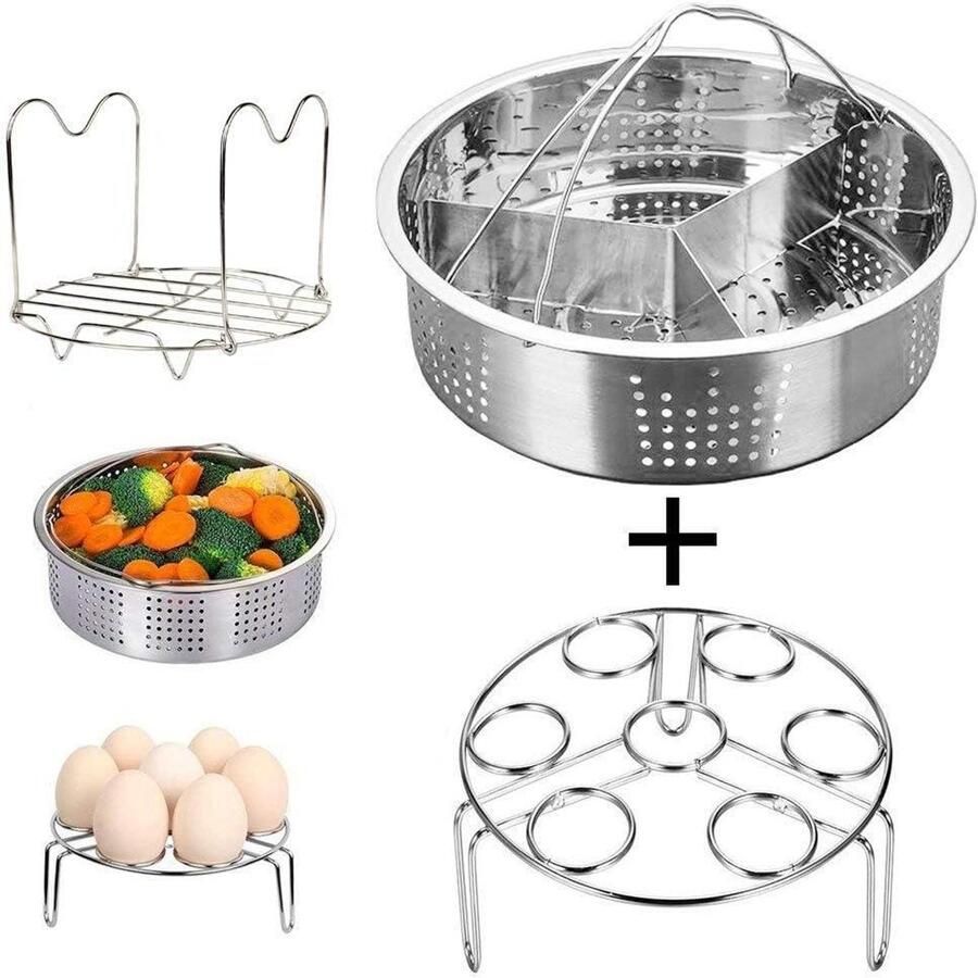 Stoommand Set Kookgerei Accessoires Gezond Koken Roestvrij Staal 304 3 Delig Zilverkleurig