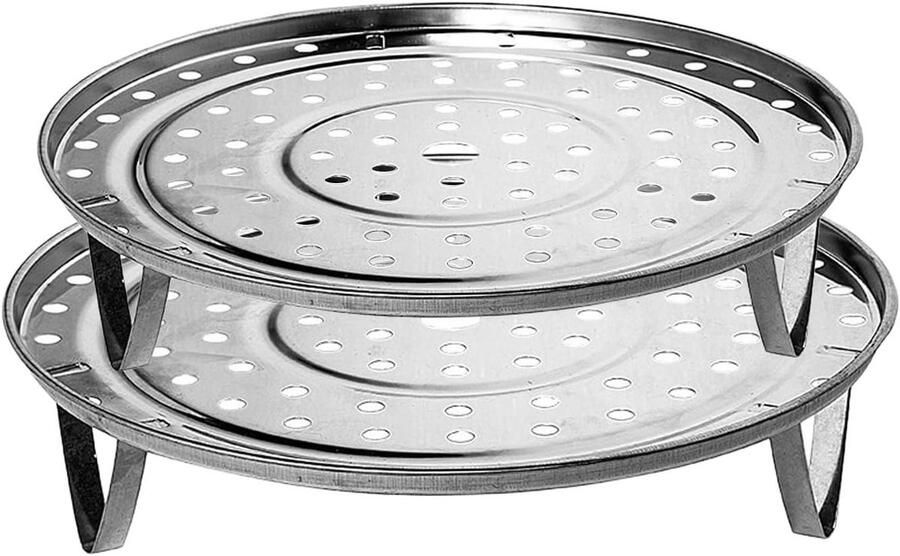 Stoommand Set Kookrek Gezond Koken Opvouwbaar Ontwerp 20 en 22 cm Zilverkleurig