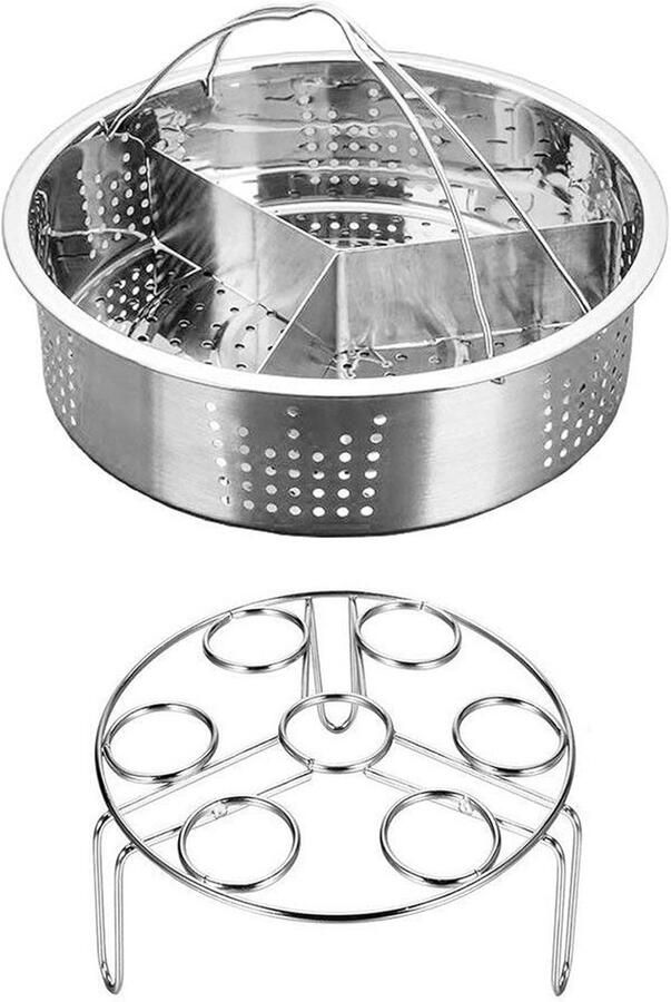 Stoommand Set met Ei Stoomrek en Divider voor Snelkookpan – 3 Delig