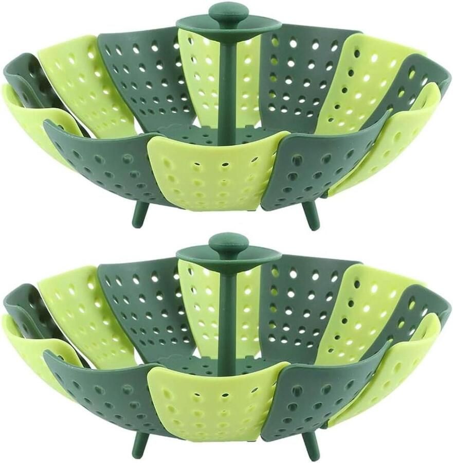 Stoommand Set Opvouwbare Inzet Gezond Koken Ruimtebesparend Ontwerp 24 cm Groen
