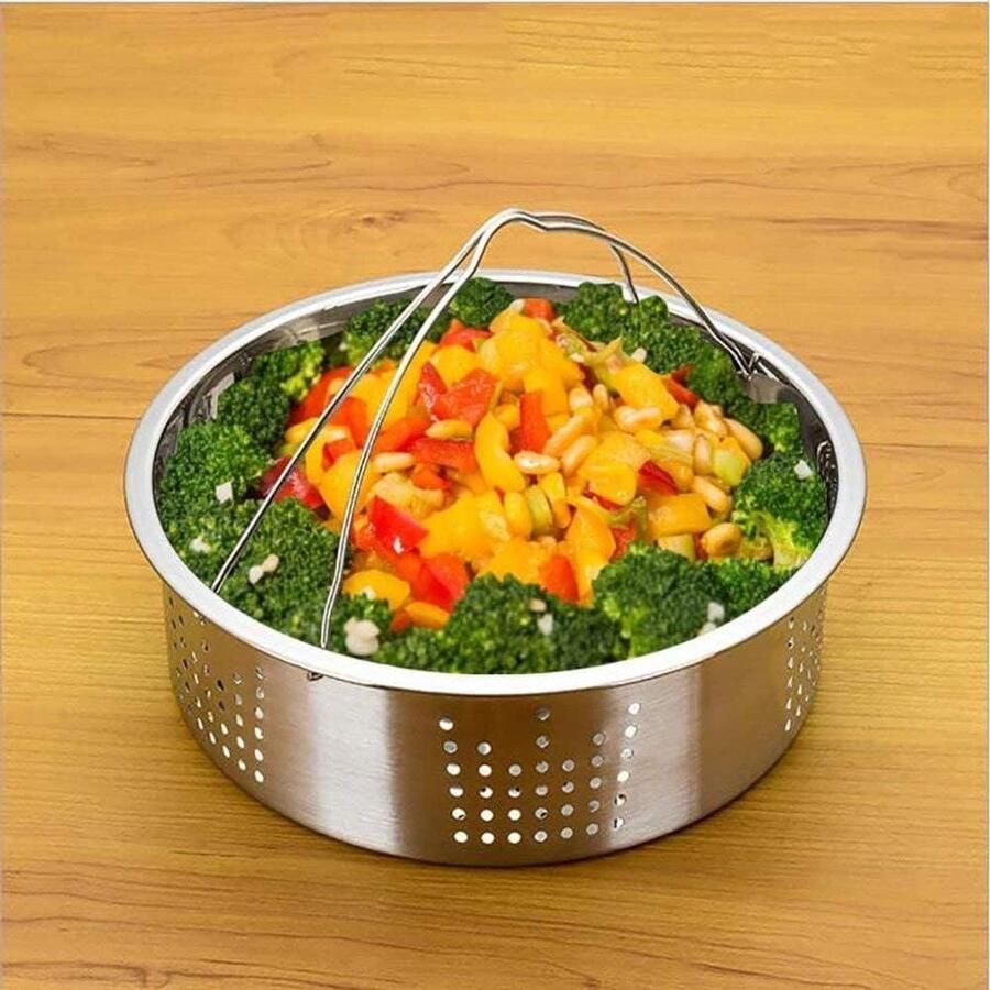 Stoommand Set Stoominzet Gezond Koken Roestvrij Staal 21 cm Zilverkleurig