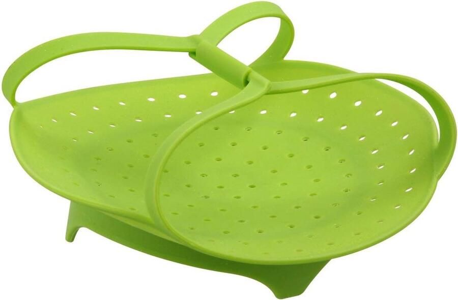 Stoommand Silicone Kookmand Flexibel Gezond Koken Praktische Handgrepen Diameter 20 cm Groen