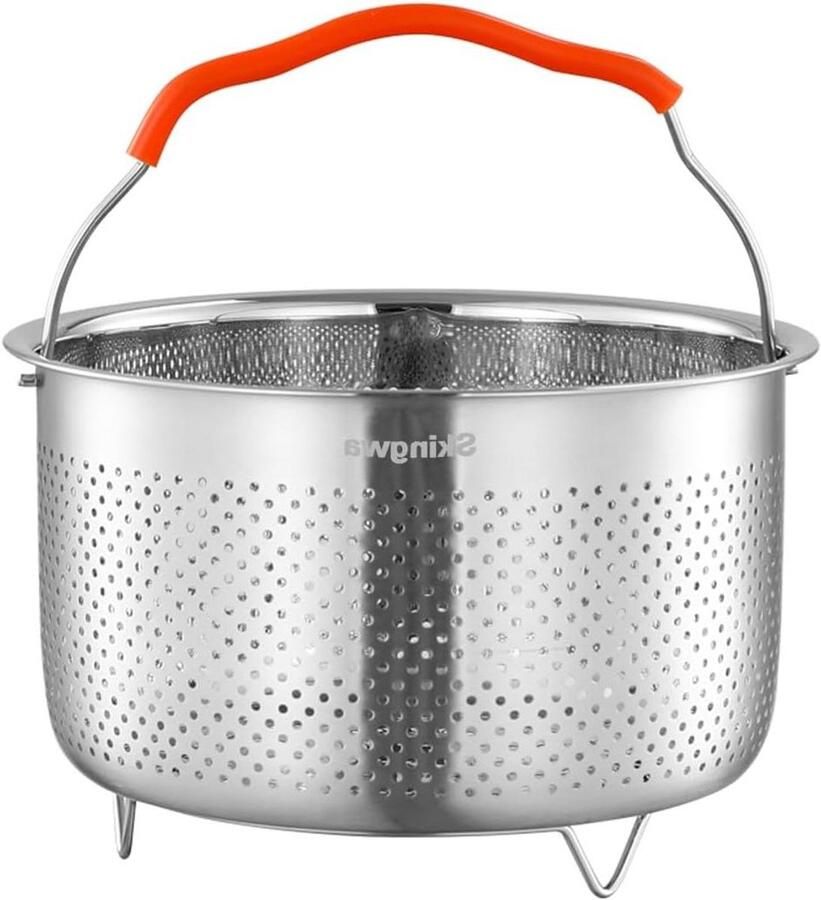 Stoommand RVS Zeef Mand Gezond Koken Met Anti-slip Handvat 6L Zilverkleurig