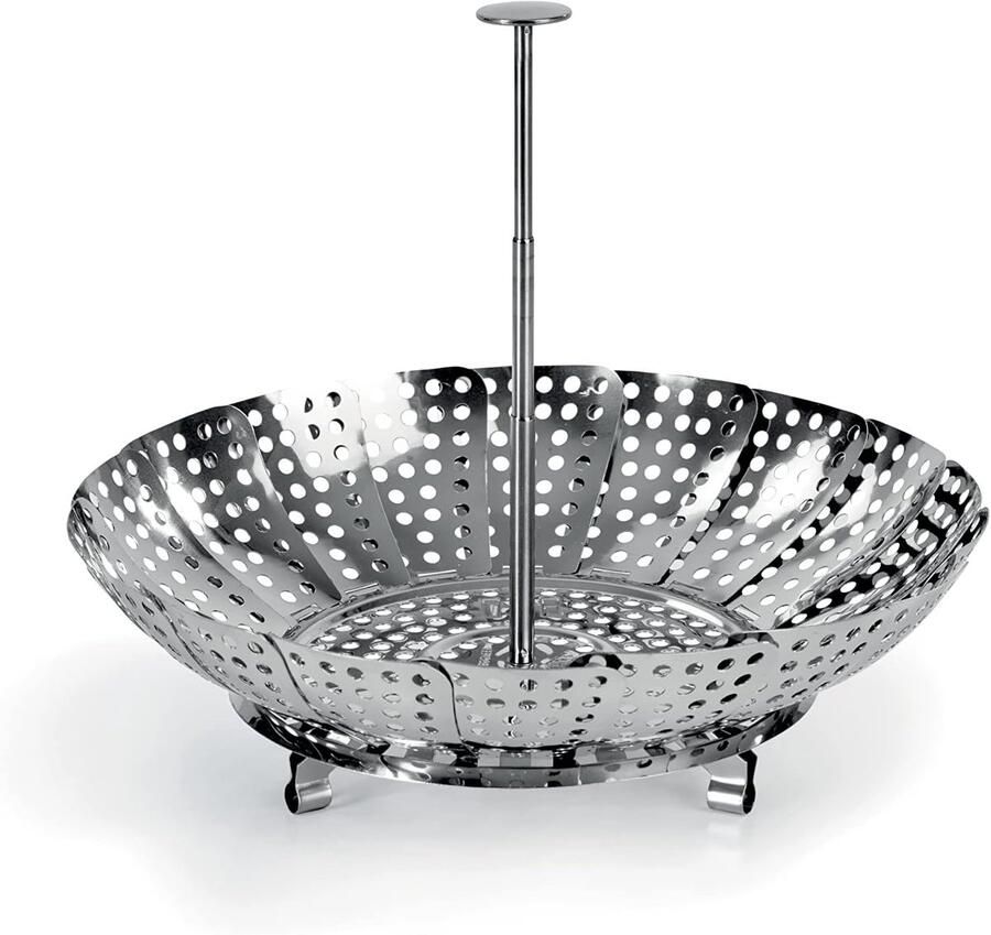 Stoommand Stoompan accessoire Gezond Koken Uitschuifbaar Handvat 19 cm Diameter Zilverkleurig