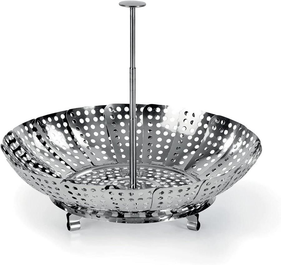 Stoommand Stoompan accessoire Gezond Koken Uitschuifbaar Handvat 19 cm Diameter Zilverkleurig