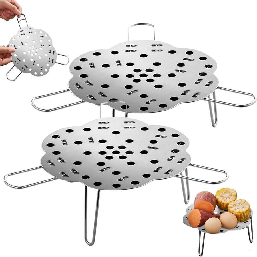 Stoommand Stoomrek Gezond Koken Verstelbaar 2PCS Zilver