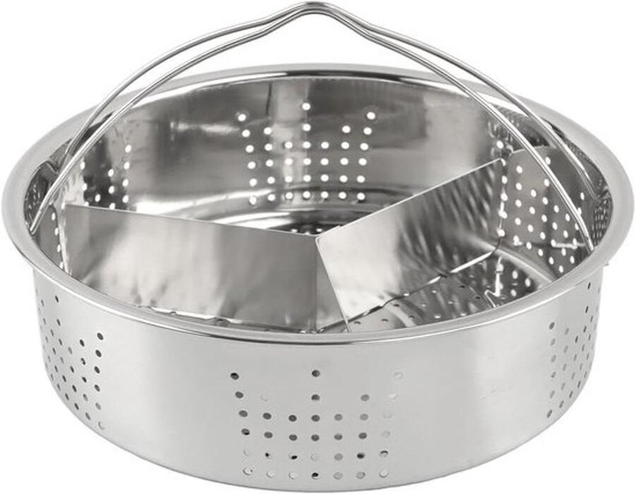 Stoommand Trio Separator Stoominzet RVS Gezond Koken Drie Gekookte Gerechten 21 x 13 cm Zilverkleurig