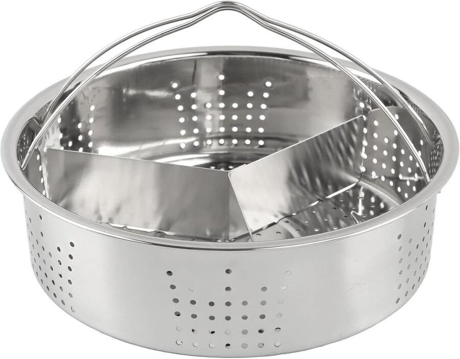 Stoommand Trio Separator Stoominzet RVS Gezond Koken Drie Gekookte Gerechten 21 x 13 cm Zilverkleurig