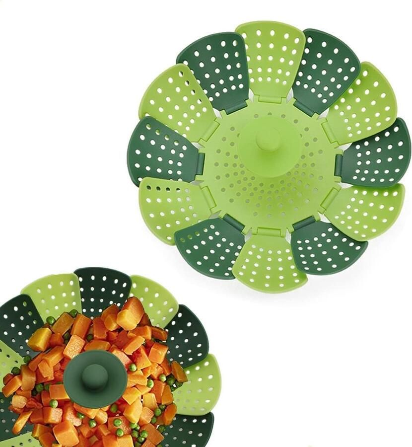 Stoommand vouwen Opvouwbare steamer Gezond koken Ruimtebesparend ontwerp 24 x 14 cm Groen