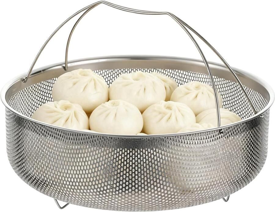 Stoommandje RVS Keuken Inzet Gezond Koken Met Handvatten 21-25 cm Zilver