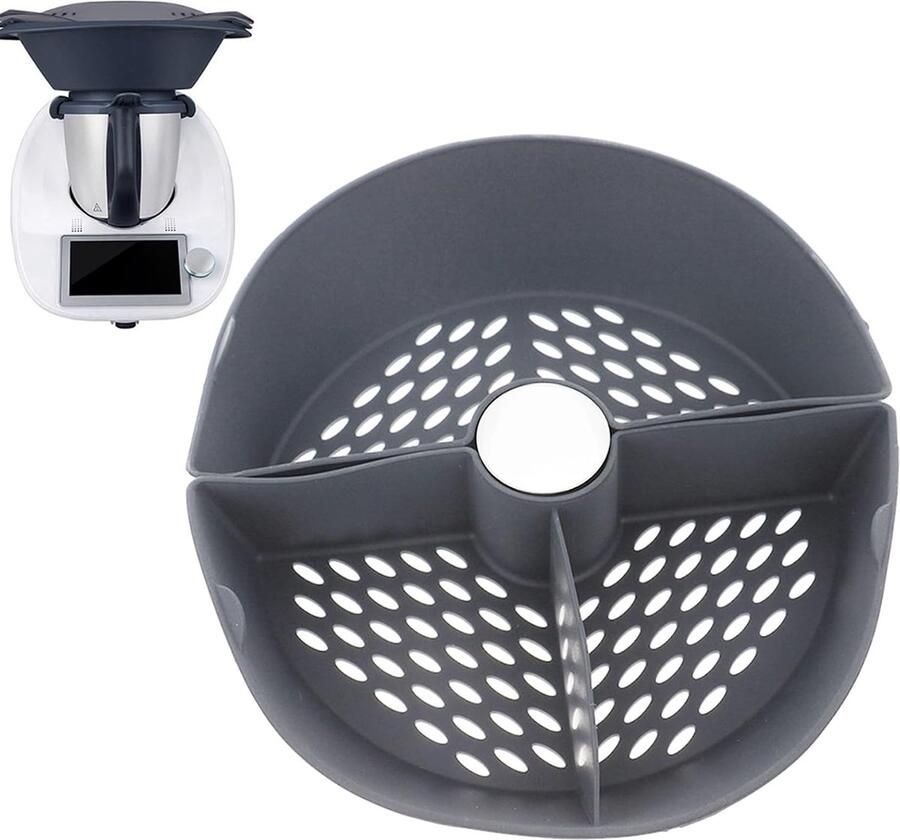 Stoommandje RVS Kookrek Opvouwbaar Gezond Koken Met Siliconen Pootjes 20x14x4.5 cm Zwart