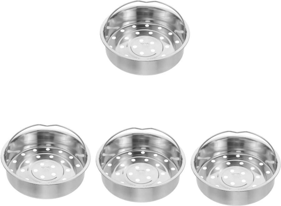 Stoommandjes Set Kookmandjes Gezond Koken Roestvrij Staal 4 Stuks 20cm Zilver