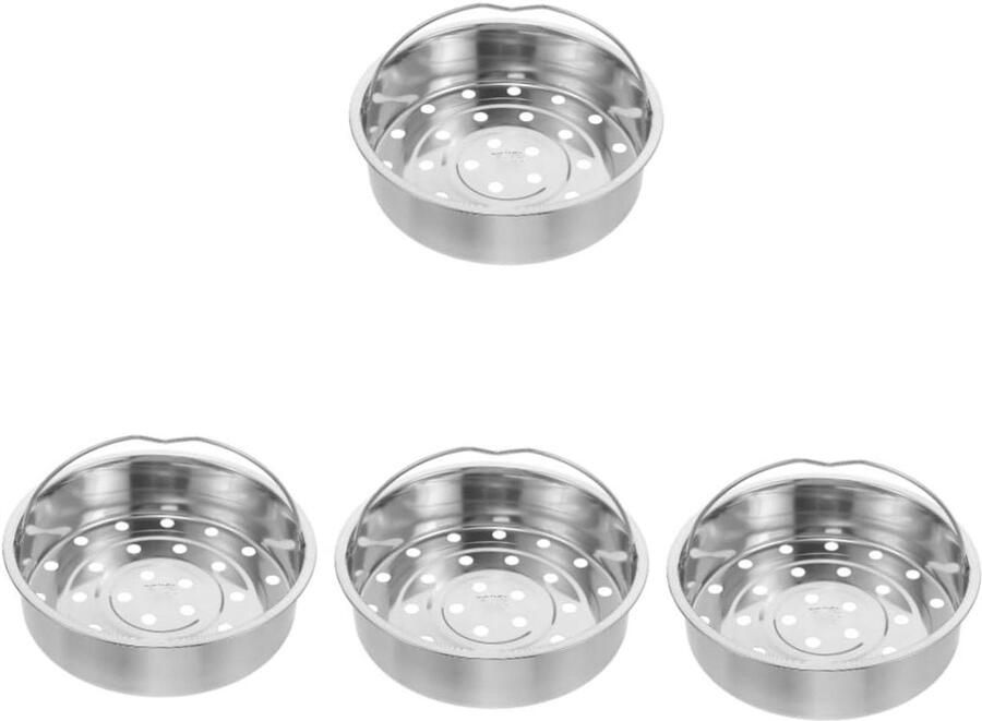 Stoommandjes Set Rijstkoker Mandjes Gezond Koken Roestvrij Staal 20 cm Zilver