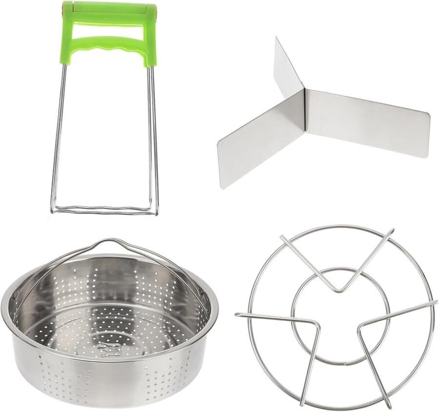 Stoommandjes Set Stoomrek Accessoires Gezond Koken Roestvrij Staal 21 cm Diameter Zilver