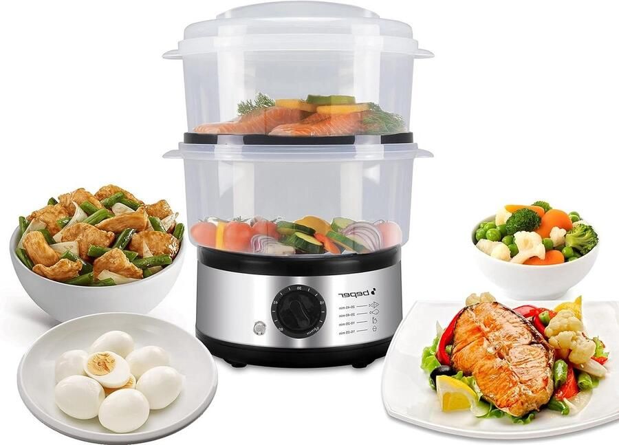 Stoomoven Elektrische stomer Gezond Koken Automatische Uitschakeling 5 Liter Zwart