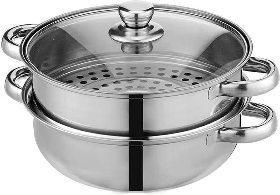Stoompan 2-laags Stoommand Gezond Koken Roestvrij Staal 27 cm Zilver