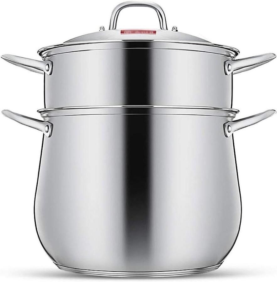 Stoompan 2 Lagen Stoomkoker RVS Gezond Koken Snelle Warmteverdeling 38 x 34 cm Zilverkleurig