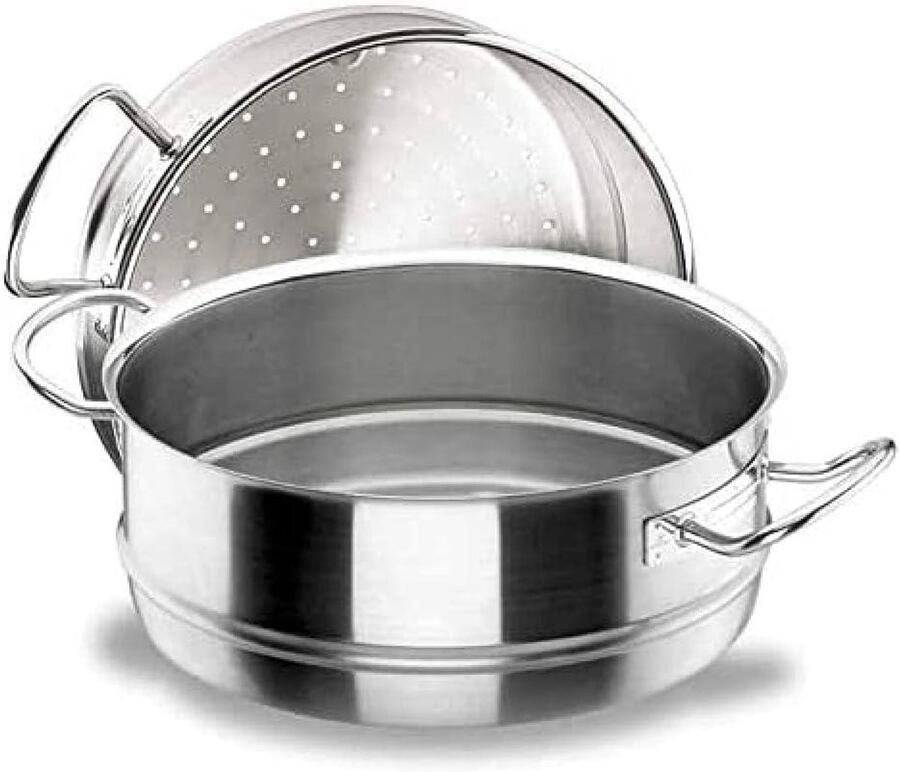 Stoompan 28 cm Kookpan Gezond Koken Roestvrij Staal 28 cm Diameter Zilverkleurig