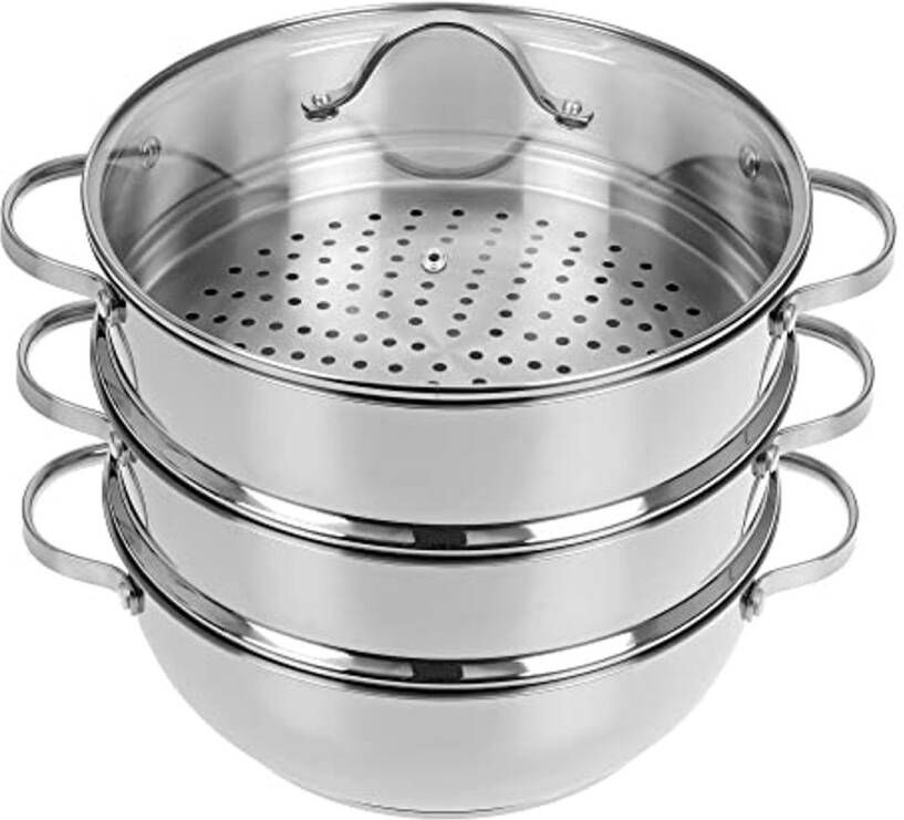 Stoompan 28 cm met 2 stoominzetstukken