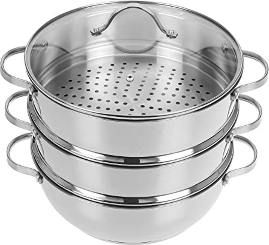 Stoompan 28 cm met 2 stoominzetstukken