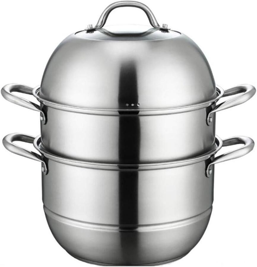 Stoompan 3 Lagen Kookpan Set Gezond Koken Roestvrij Staal 45 x 34 cm Zilver
