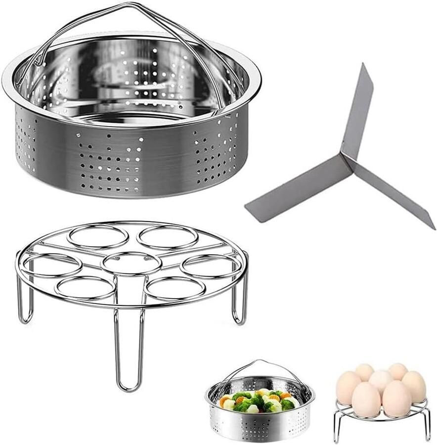 Stoompan Accessoires Stoommand Set Gezond Koken Roestvrij Staal 21 cm Diameter Zilverkleurig