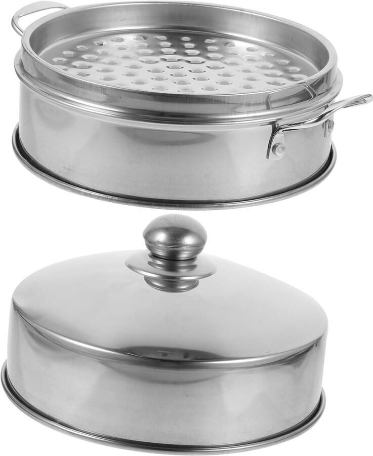 Stoompan Aluminium Stoomkoker Groenten Gezond Koken Compact Formaat 20 x 20 x 17.5 cm Zilver