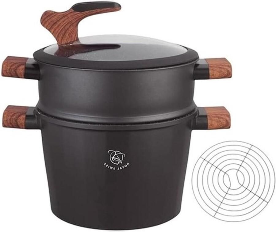 Stoompan Couscouspan Stoomkoker voor de pan Gezond koken Veelzijdig 24 cm 6.5 liter Zilver