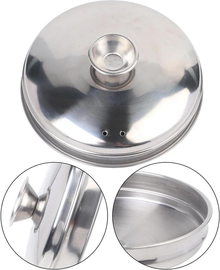Stoompan Deksel Kookdeksel Roestvrijstaal Koken en stomen Ventilatie tegen waterdruppels 18 cm diameter Zilver