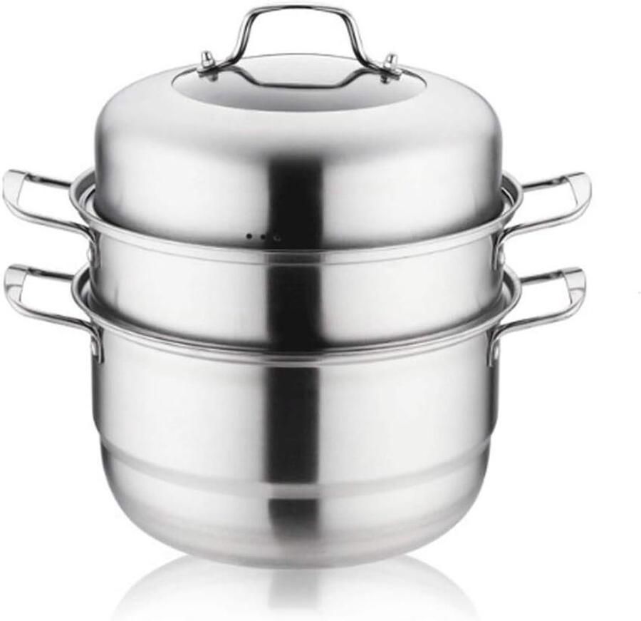 Stoompan Drielaags Kookgerei Gezond Koken Universeel Geschikt 28 cm Zilver